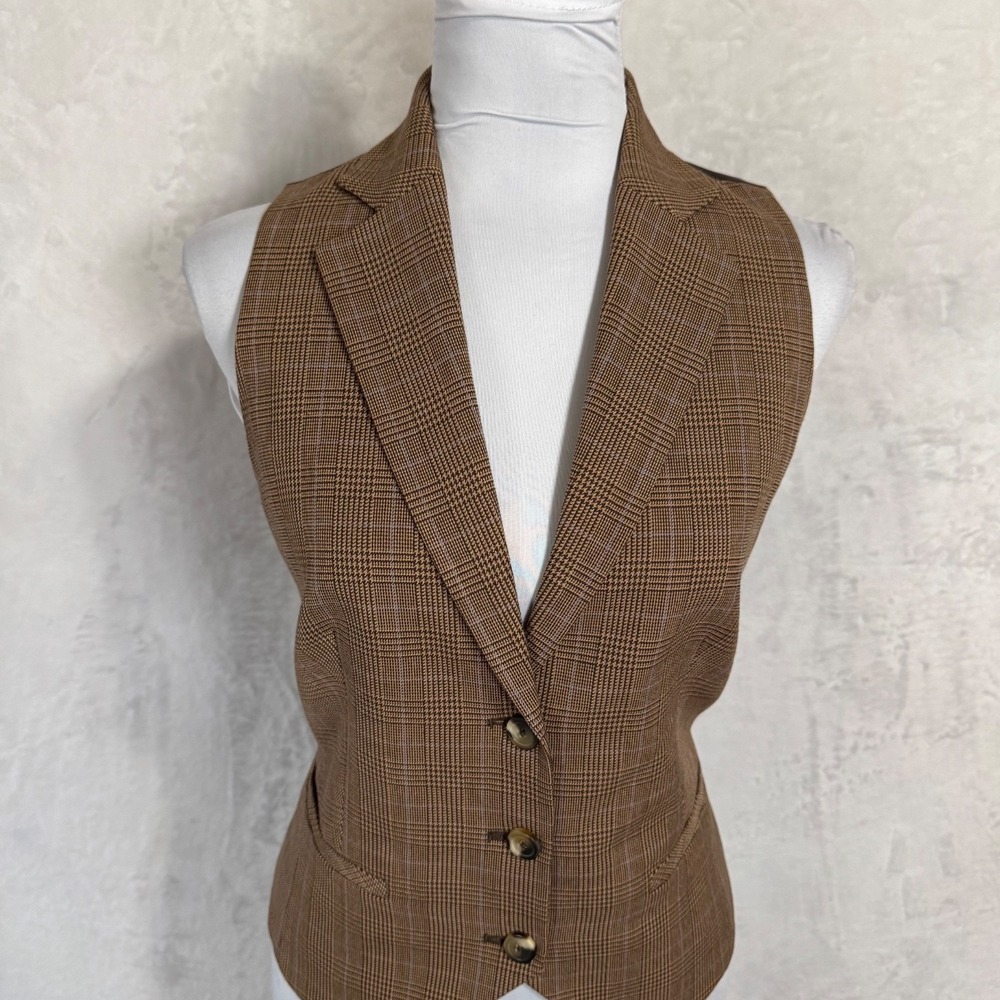 Liz Claiborne 90s Plaid‎ Vest Tailored Suit Waistcoat Size 6 Heritage Equestrian - Picture 15 of 15
